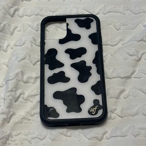 Wildflowers Black and White Cow Print Phone Case